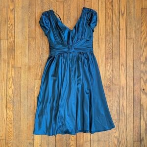 Vintage Silk Ruched Pleated Jewel Tone Formal Cocktail Dress